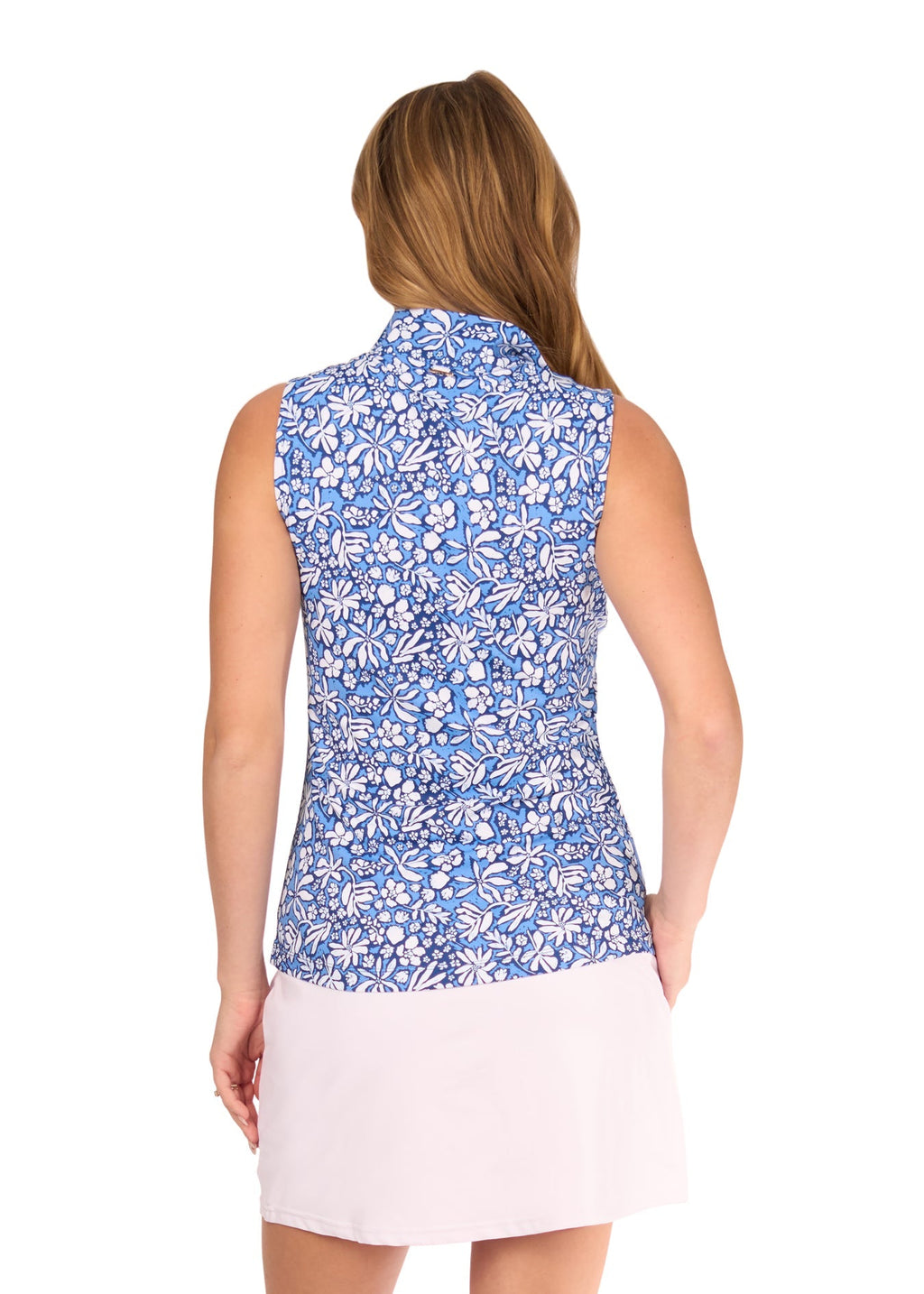 Cabana Life 1/4 Zip Sleeveless Sport Top, Seaside Floral