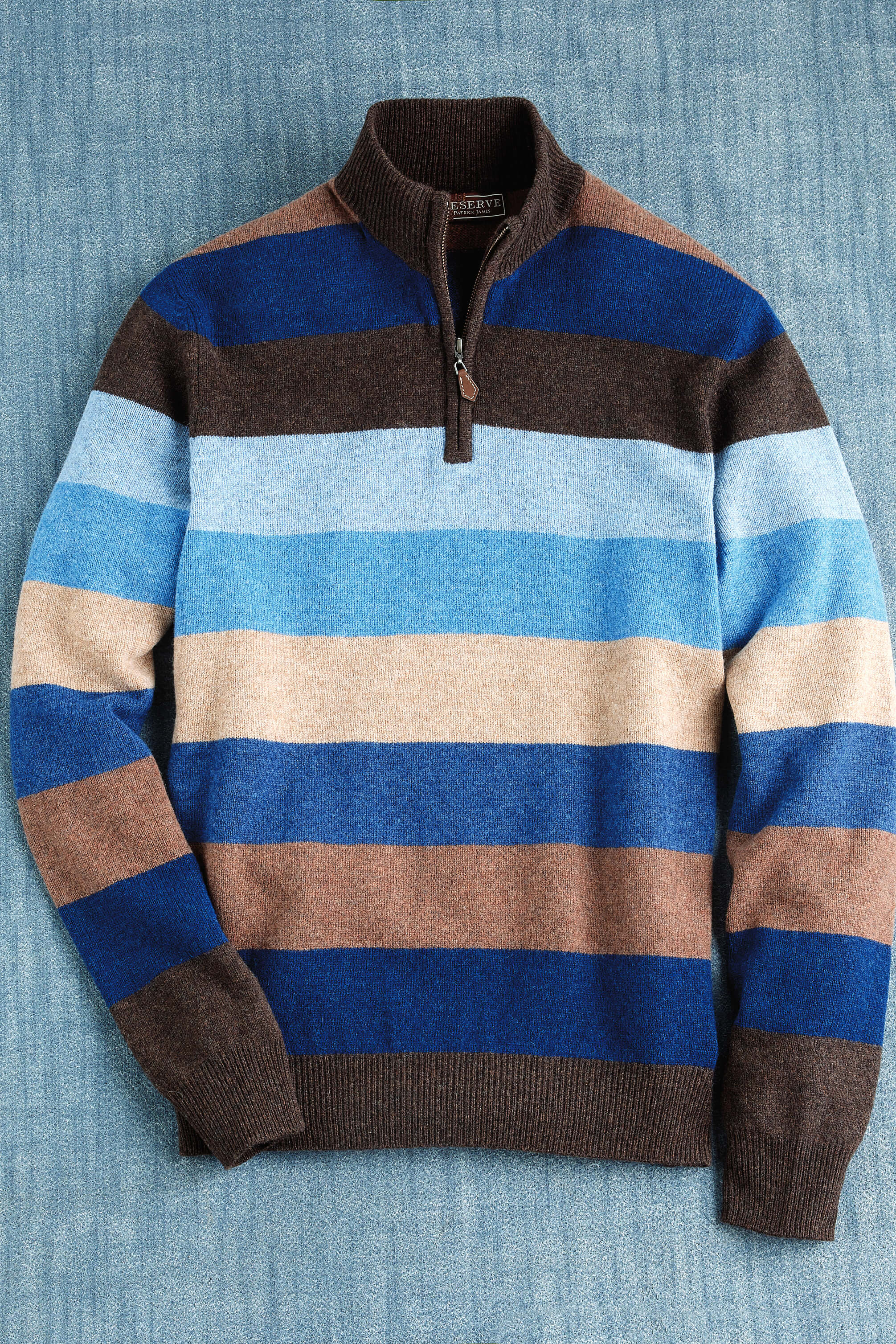 Reserve Lyndhurst Lambswool Stripe Mock Quarter-Zip