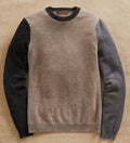 Patrick James Reserve Colorblock Cashmere Sweater, Coyote/Pepper/Bankers Grey