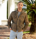 Patrick James Hester Suede Shirt Jacket, Wood