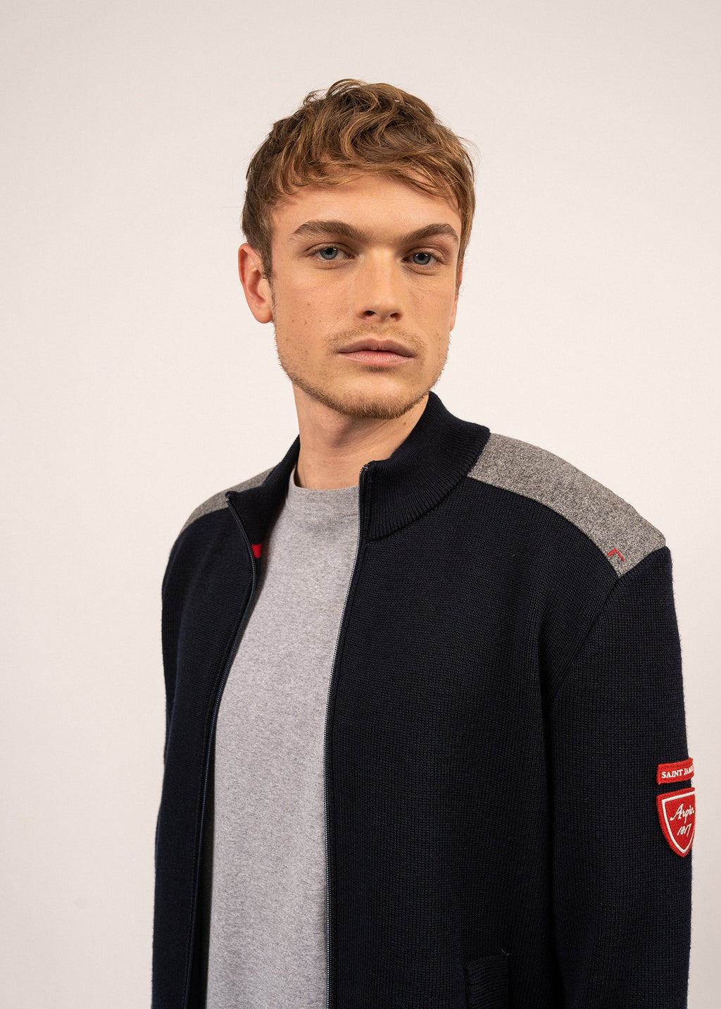 Saint James SERAC ARPIN - Wool Knit Jacket With Zip (NAVY)