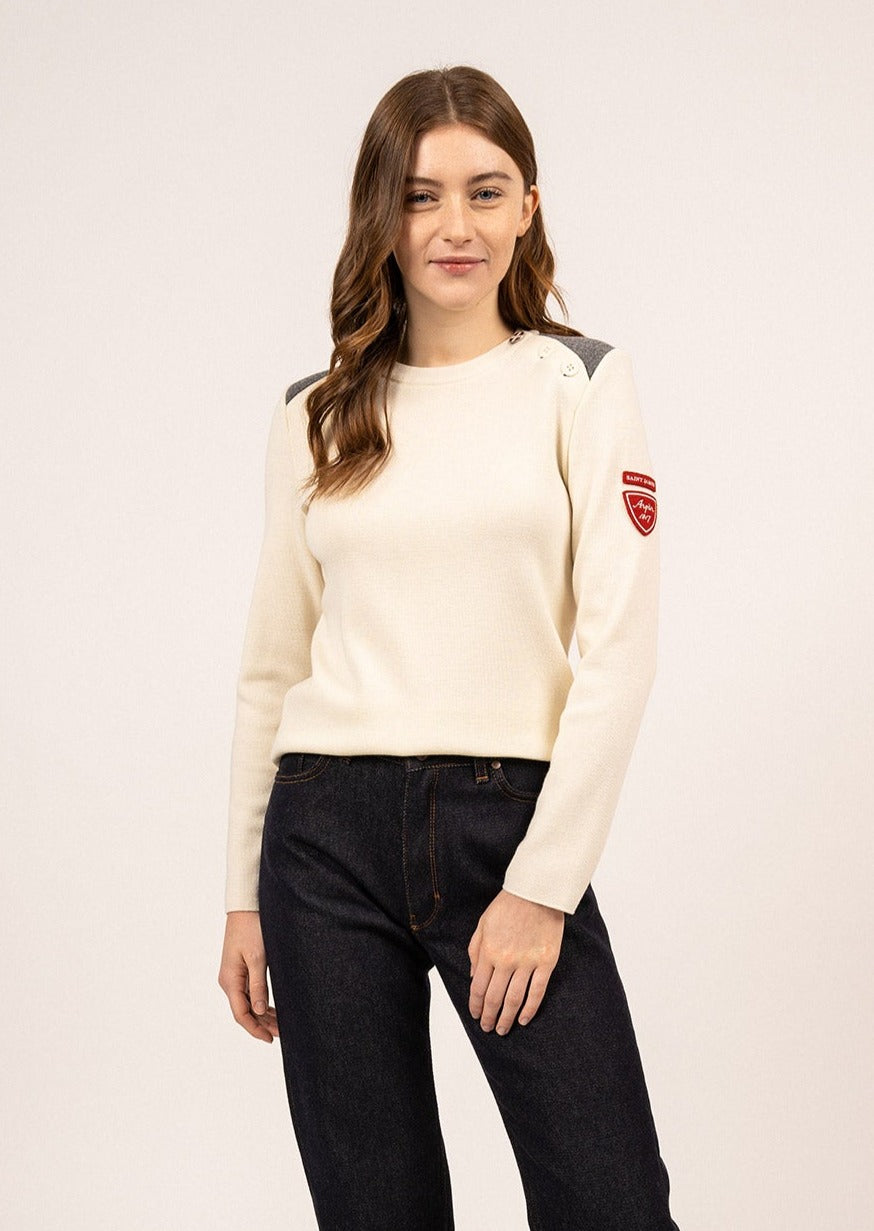 Saint James COMBE ARPIN - Wool Breton Sweater for Women (IVORY)