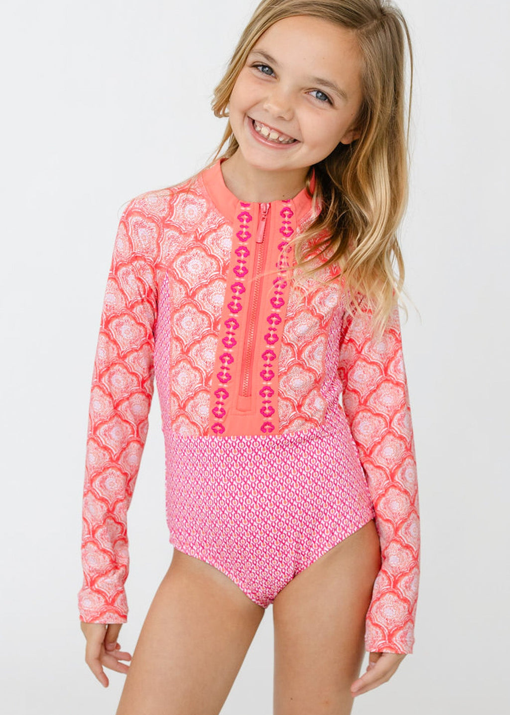 Cabana Life Girls Amelia Island Long Sleeve One-Piece
