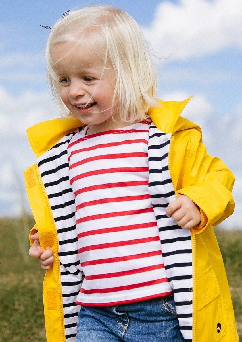 Saint James MINQUIERS KIDS - Authentic Breton Shirt for Kids in Soft Cotton (WHITE / RED)