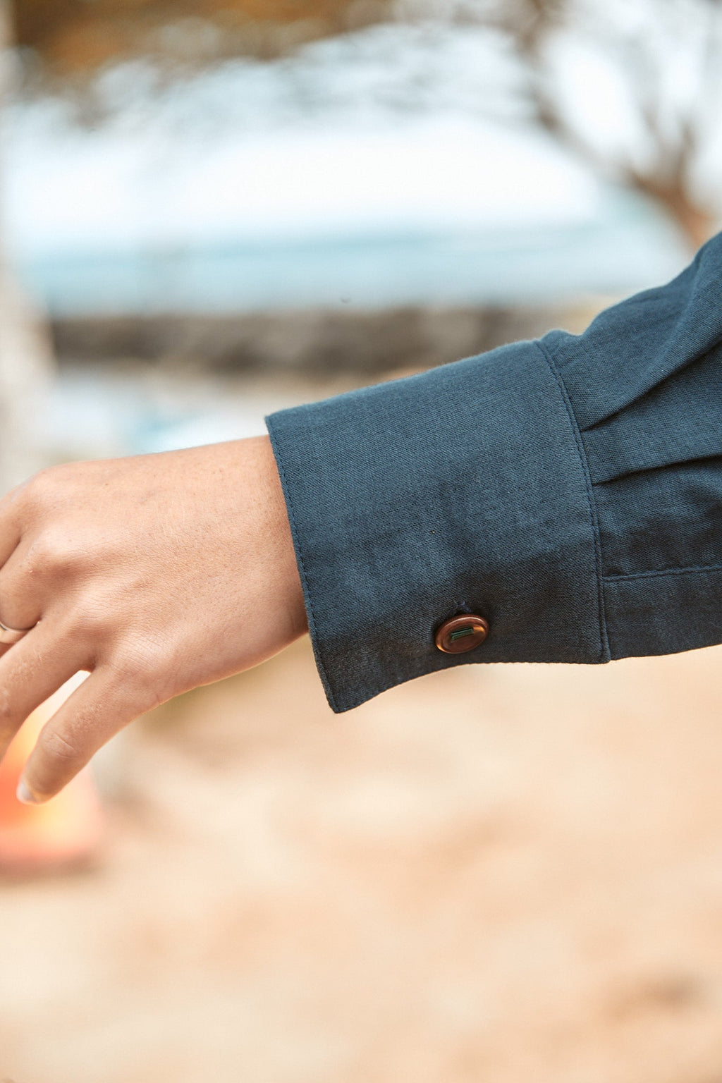 The Ansea Gauze Button Down Shirt - Navy
