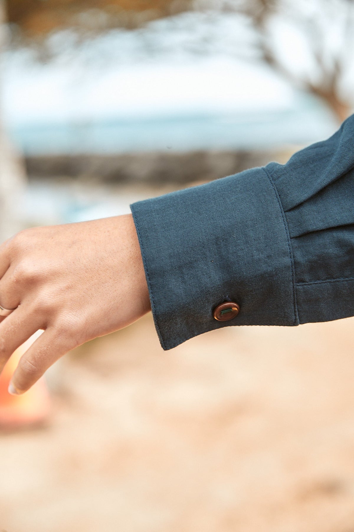 The Ansea Gauze Button Down Shirt - Navy