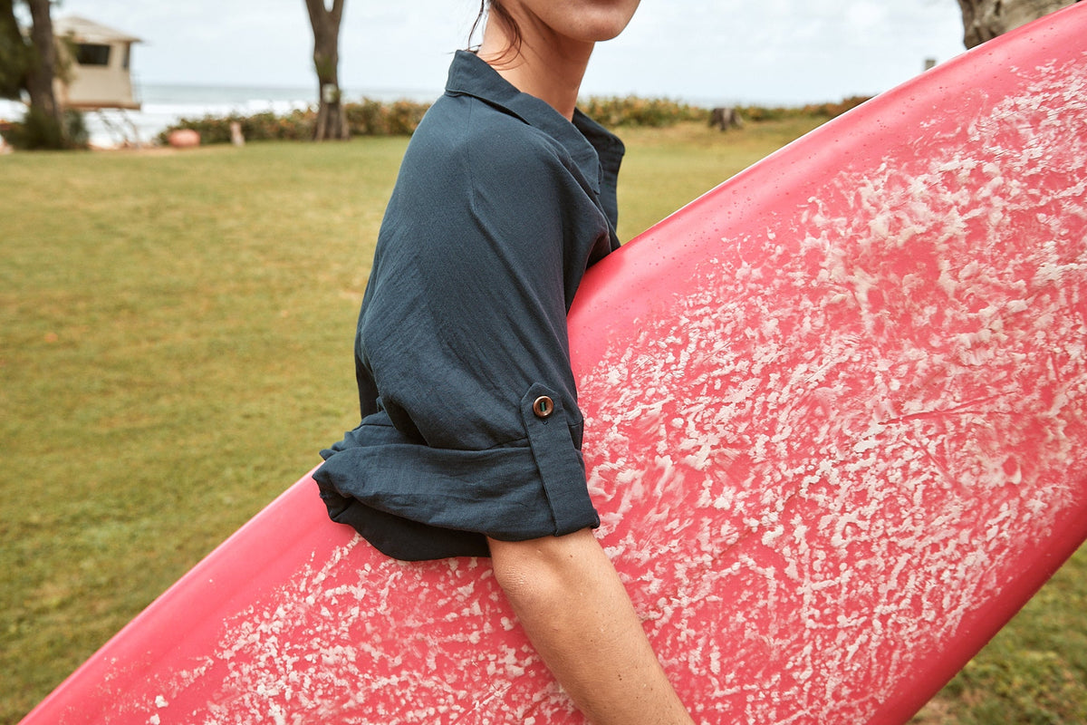 The Ansea Gauze Summer Suit - Navy