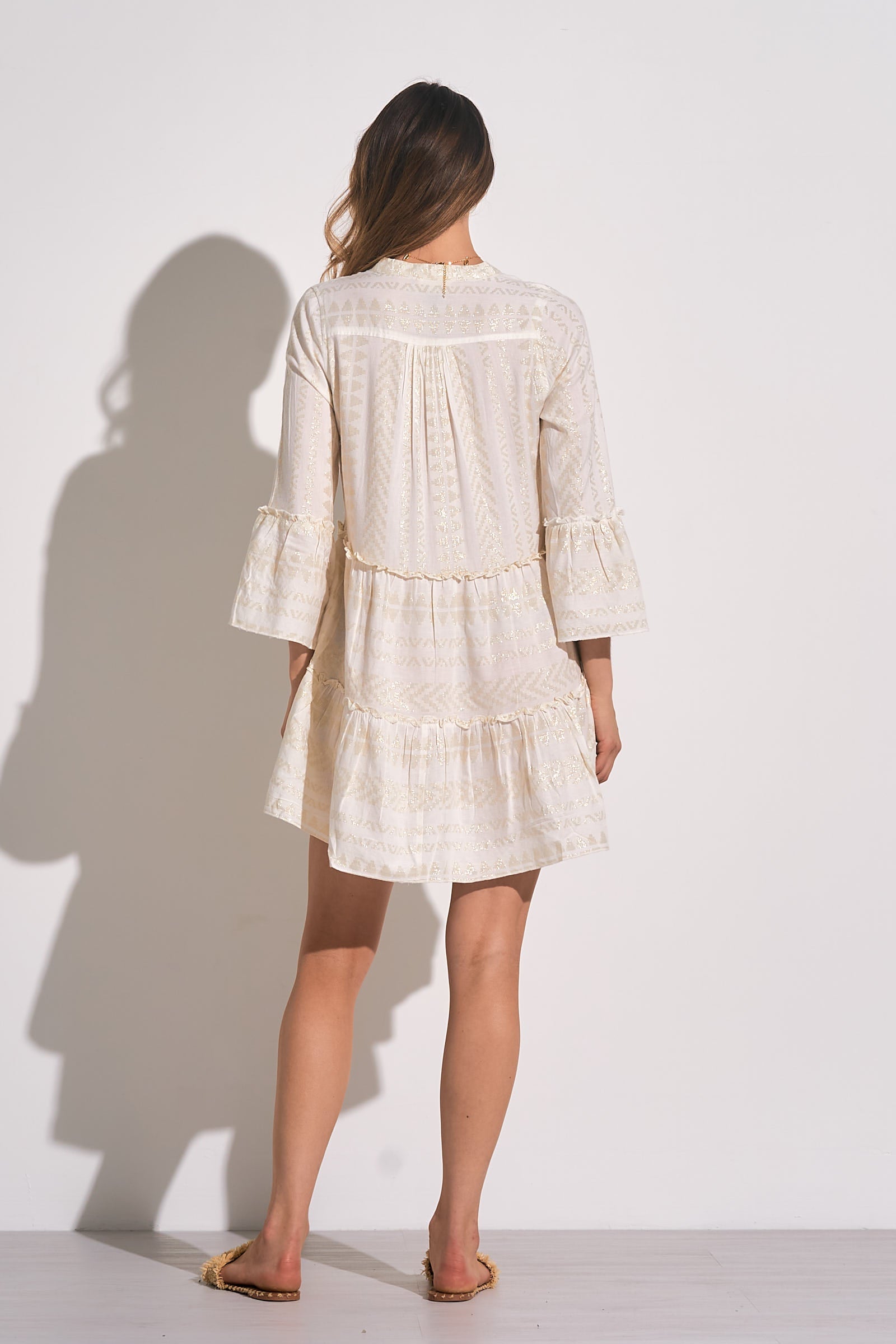 Clara Dress Natural Gold Arrow Print