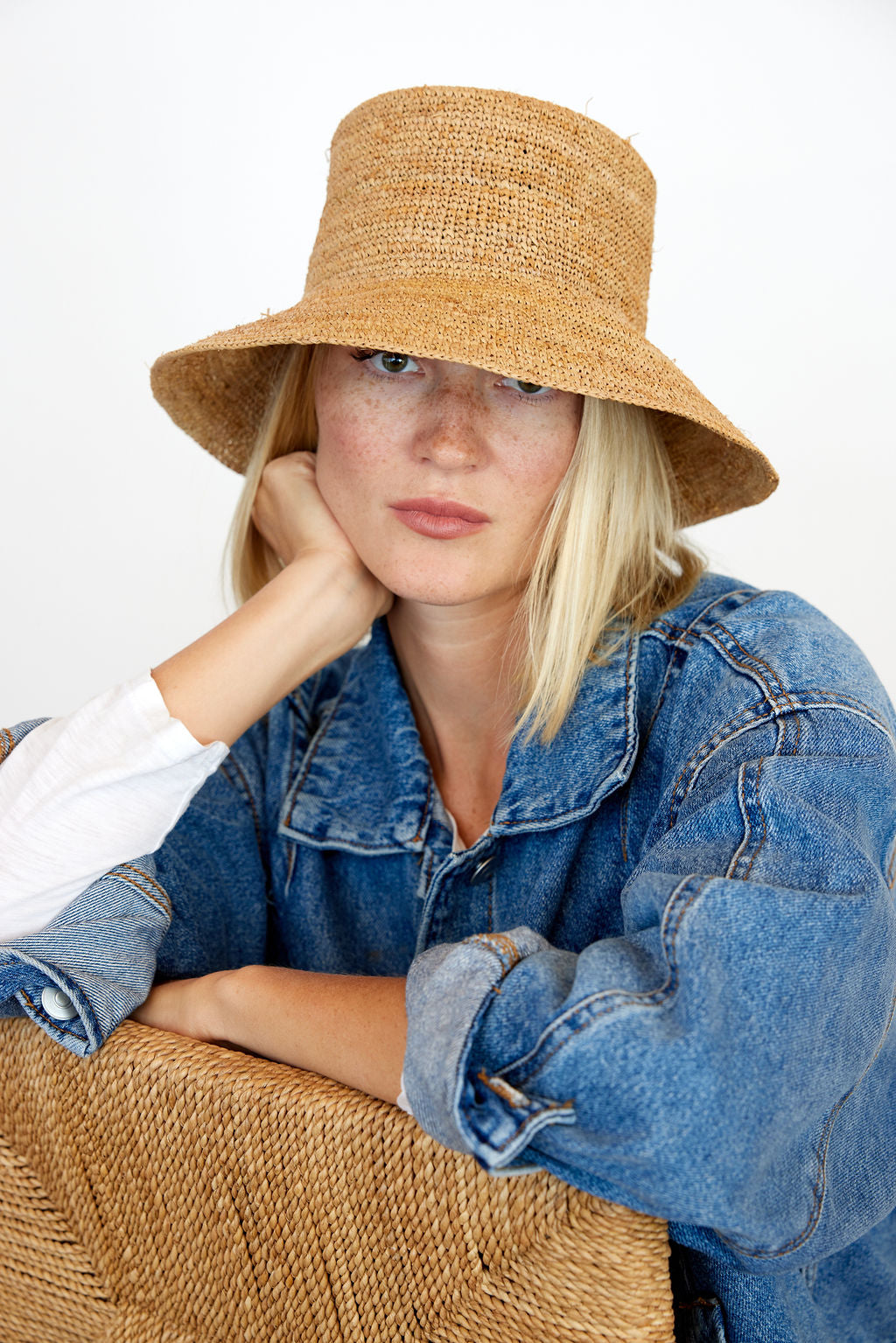Hat Attack New York Chic Crochet Bucket Hat, Natural