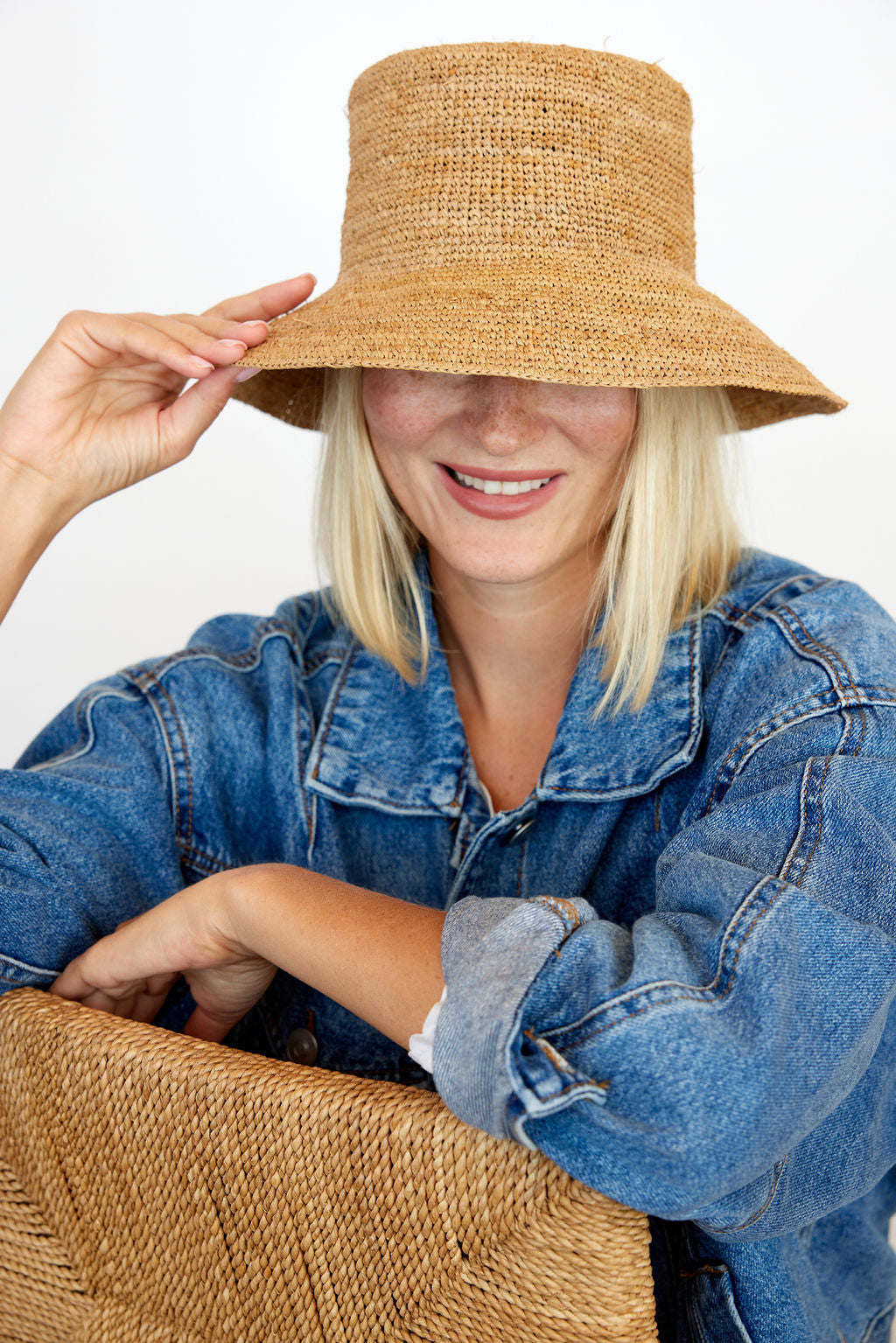 Hat Attack New York Chic Crochet Bucket Hat, Natural
