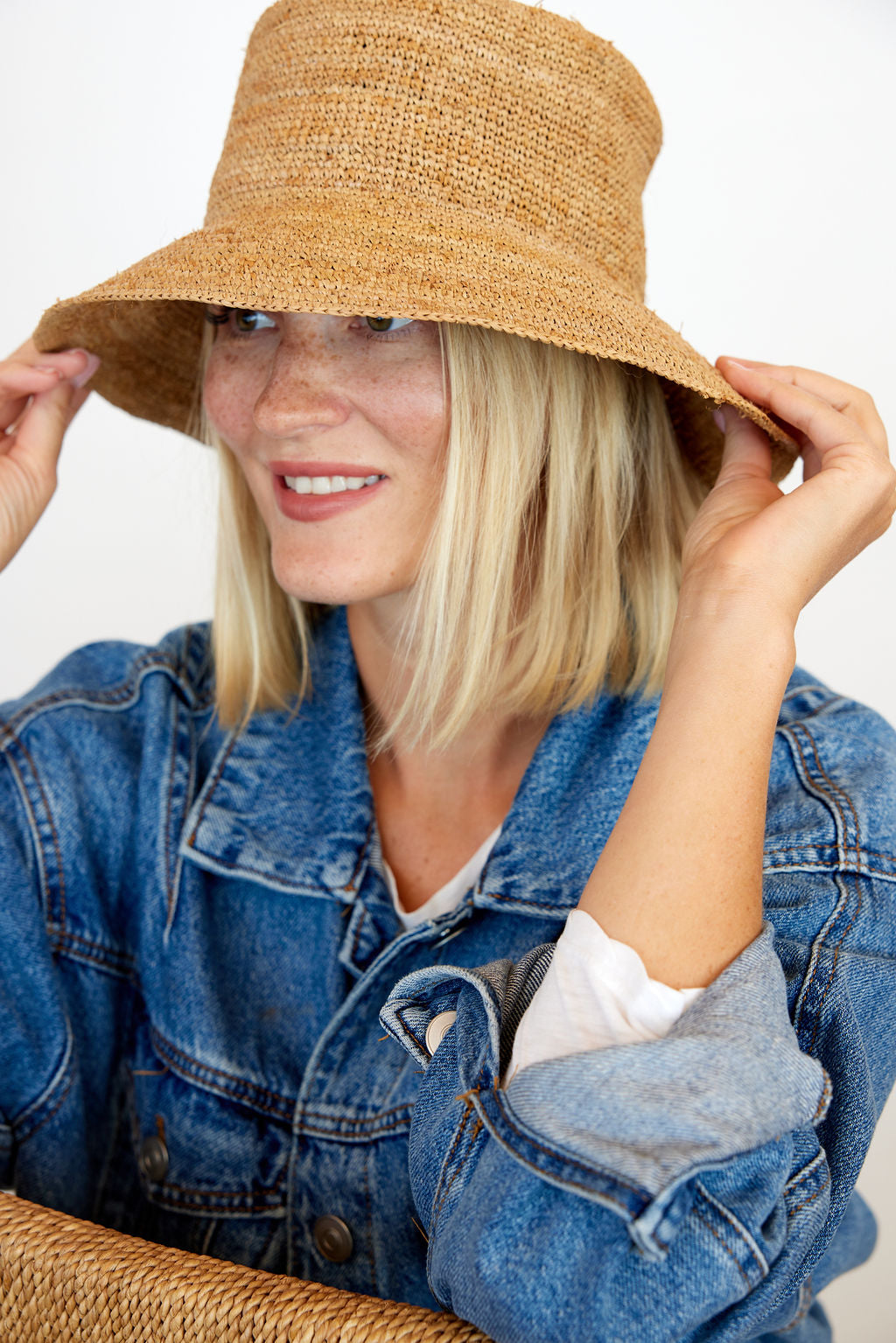 Hat Attack New York Chic Crochet Bucket Hat, Natural
