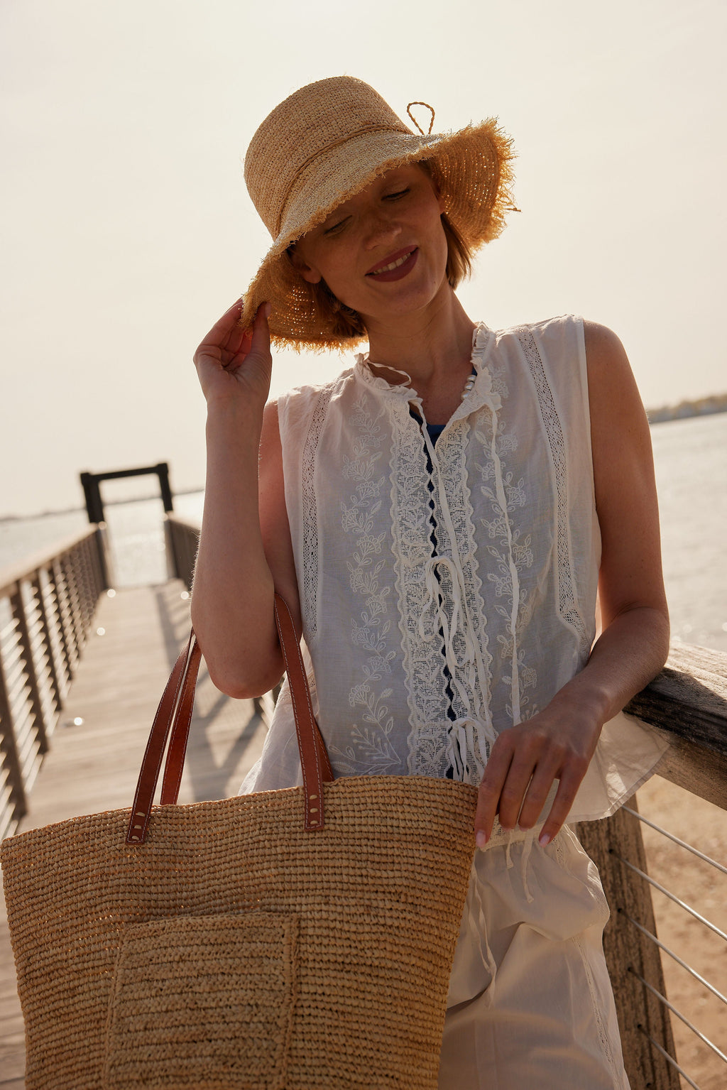 Hat Attack New York Packable Raffia Bucket Hat, Natural