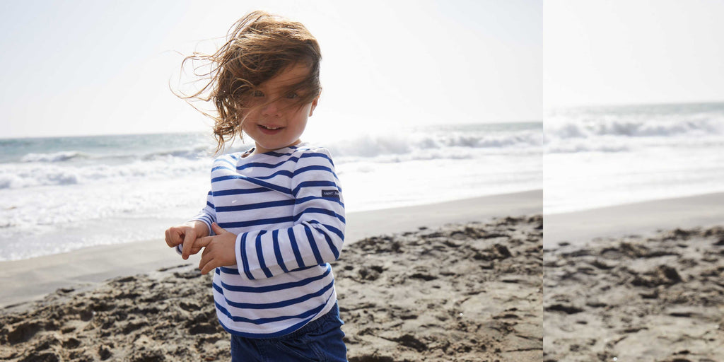 Saint James MINQUIERS KIDS - Authentic Breton Shirt for Kids in Soft Cotton (WHITE / ROYAL BLUE)