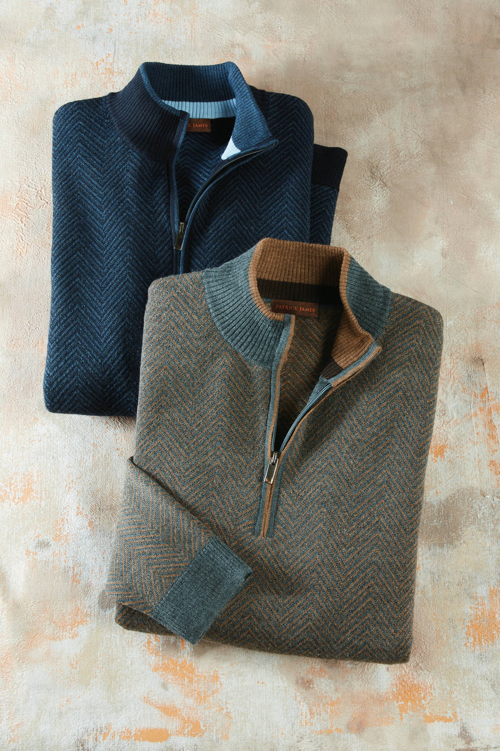 Patrick James Wide Herringbone Mock 1/4 Zip