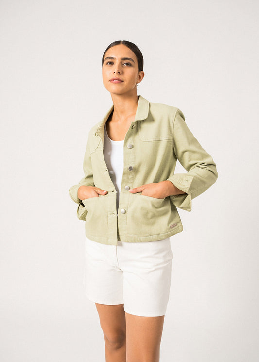 Saint James St Tea Jacket In Lightweigth Cotton Canvas For Women Soft Almond