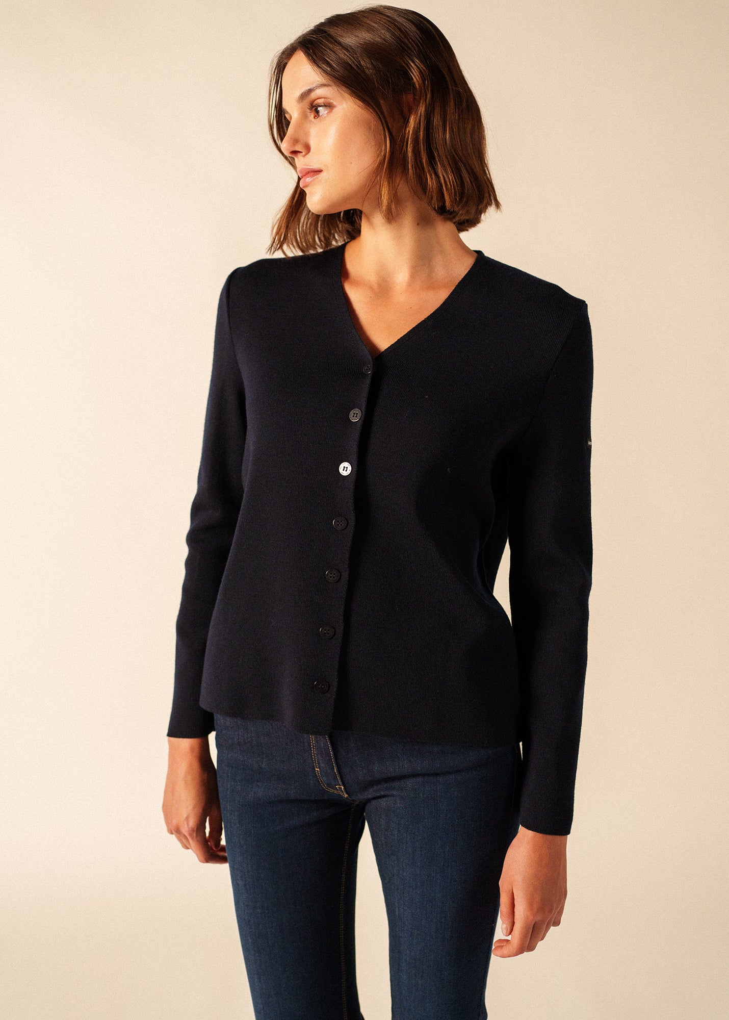 Saint James BREVANDS V-Neck Cardigan (NAVY)