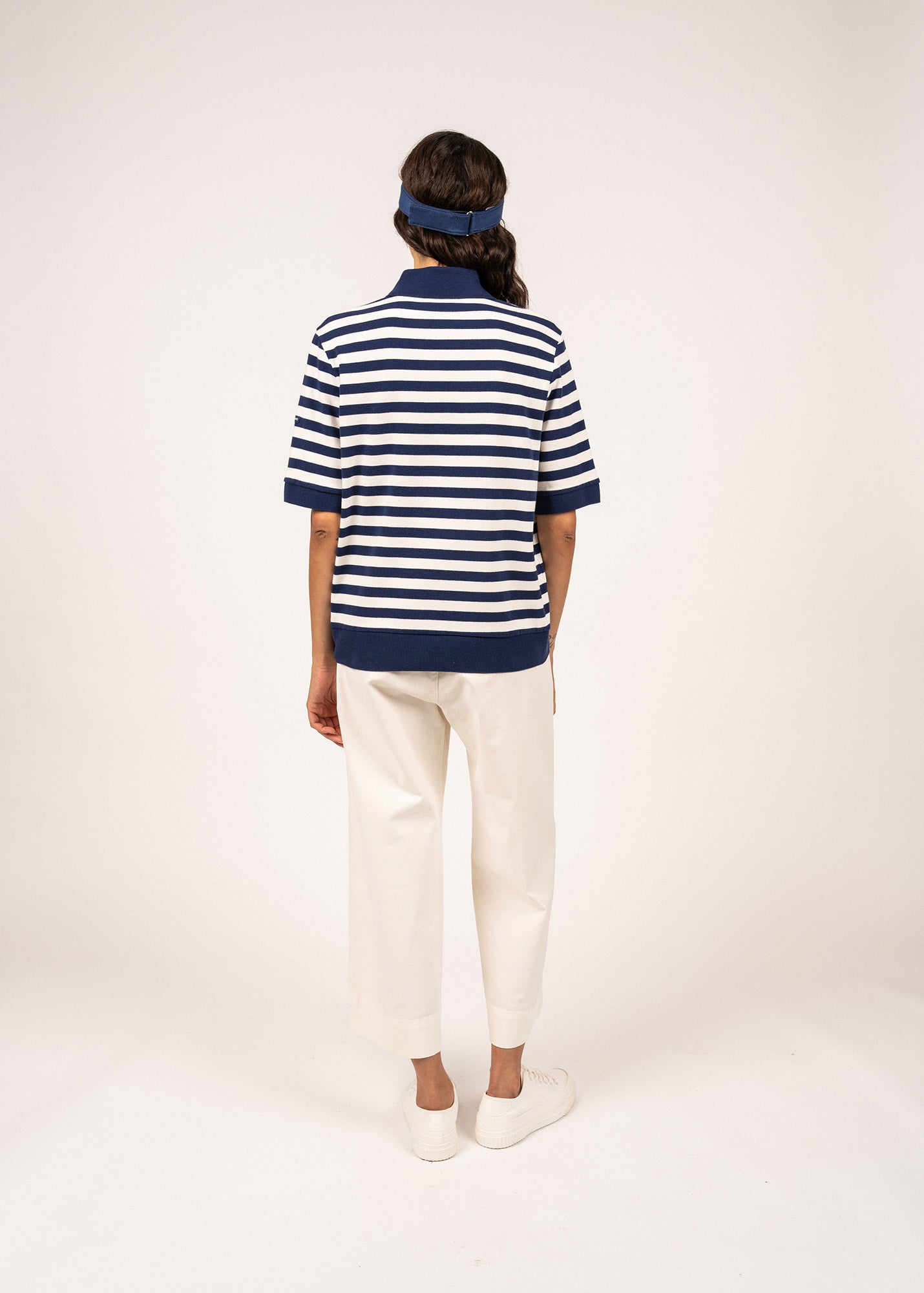 Saint James CAROLA - Striped Cotton Polo Shirt  (INDIGO / IVORY)