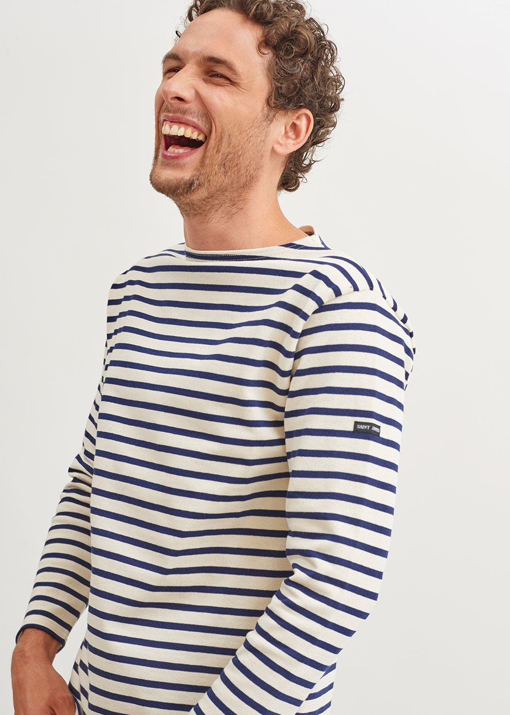 Saint James GUILDO - Boat Neck Breton Stripe Shirt | Heavyweight Cotton | Unisex Fit (ECRU / NAVY)