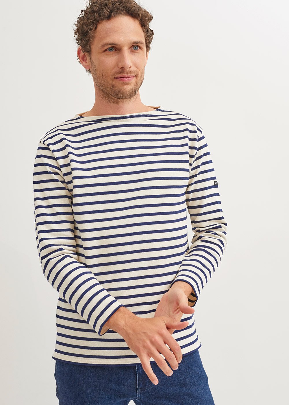Saint James GUILDO - Boat Neck Breton Stripe Shirt | Heavyweight Cotton | Unisex Fit (ECRU / NAVY)