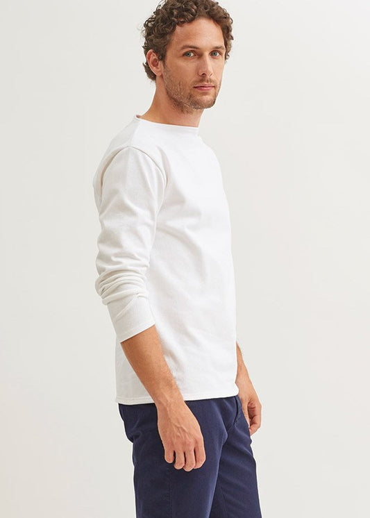 Saint James Guildo Boat Neck Breton Shirt Heavyweight Cotton Unisex Fit Ecru
