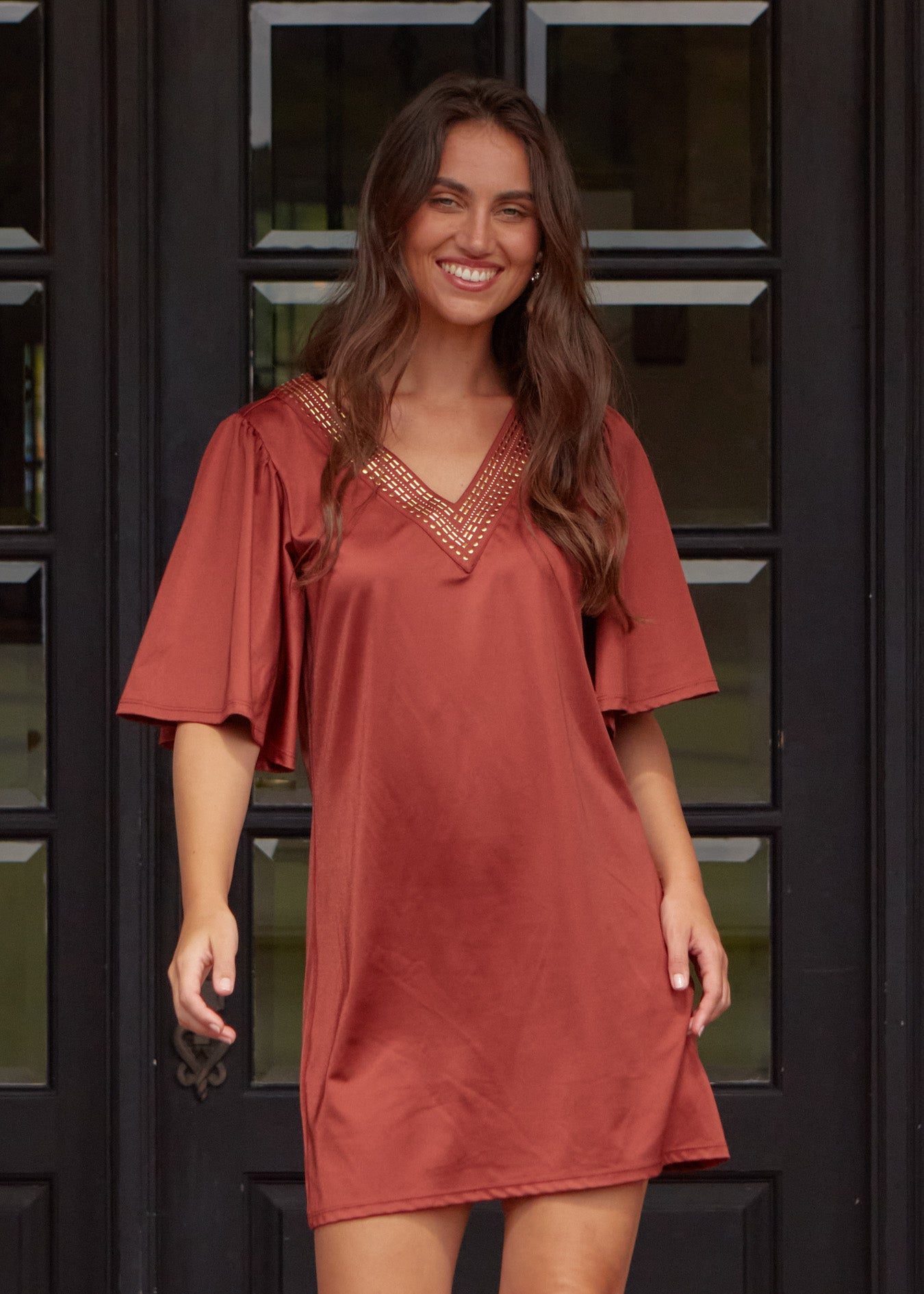 Cabana Life Flutter Sleeve Shift Dress, Copper