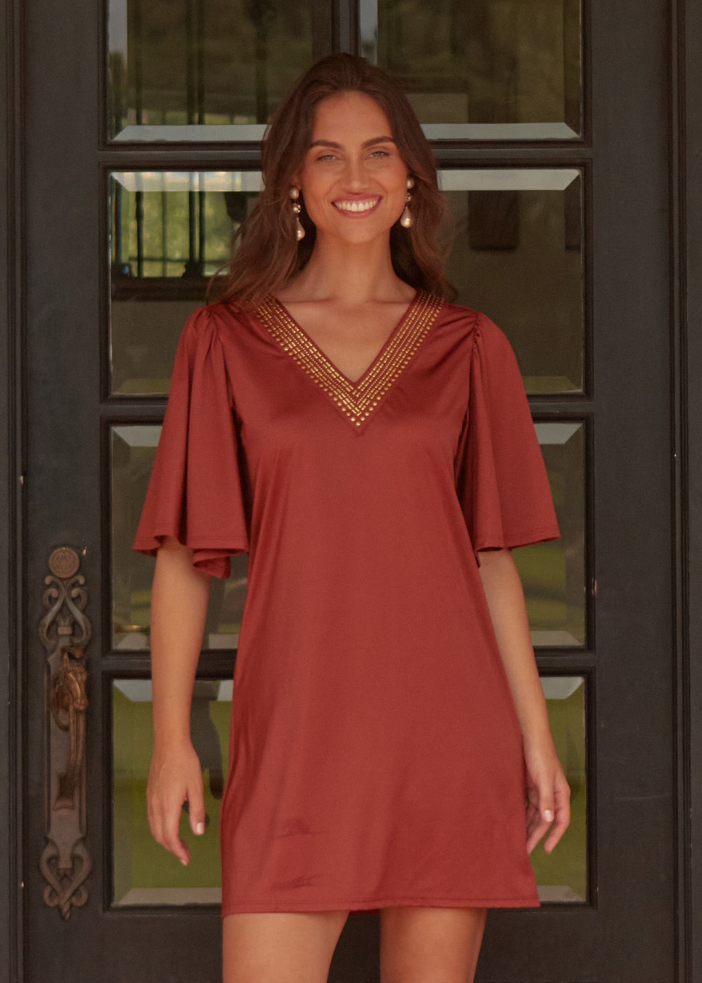 Cabana Life Flutter Sleeve Shift Dress, Copper