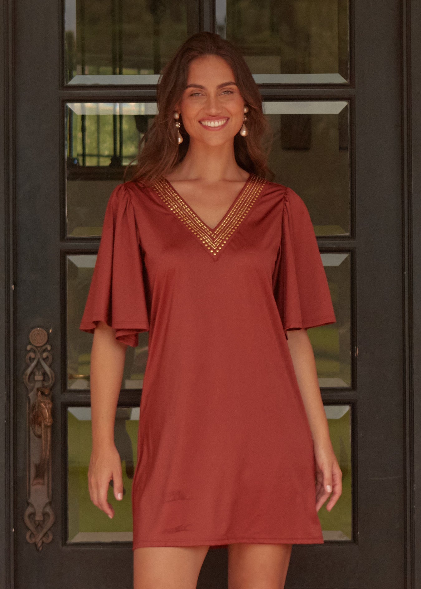 Cabana Life Flutter Sleeve Shift Dress, Copper