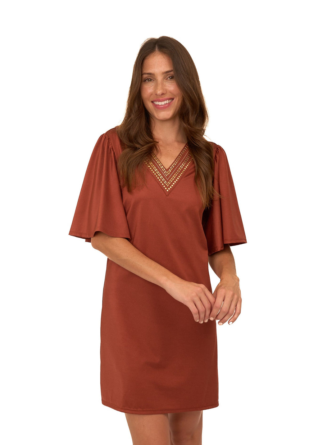 Cabana Life Flutter Sleeve Shift Dress, Copper