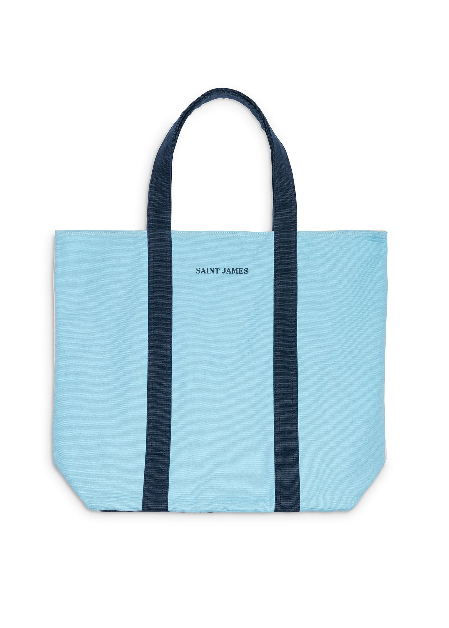 Saint James Le Tote Reversible Reversible Tote Bag 100% Cotton Light Blue Pale Pink