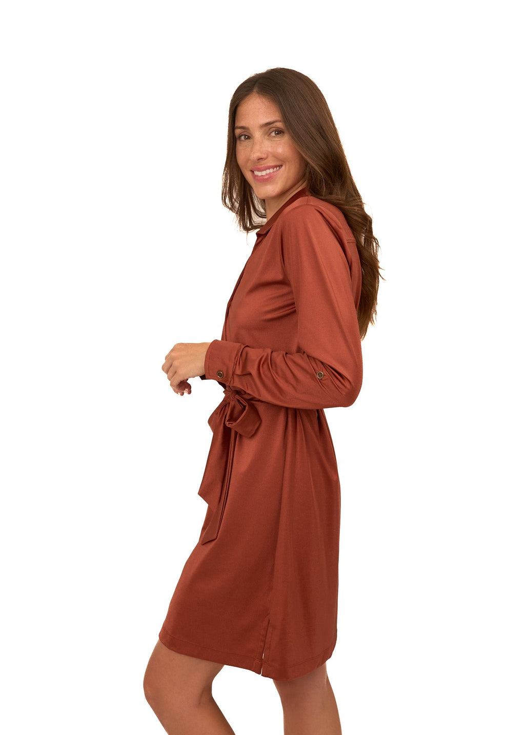 Cabana Life Button Down Shirt Dress, Copper