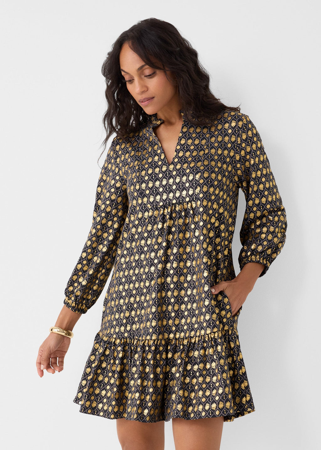 Cabana Life Relaxed Dress, Black Metallic