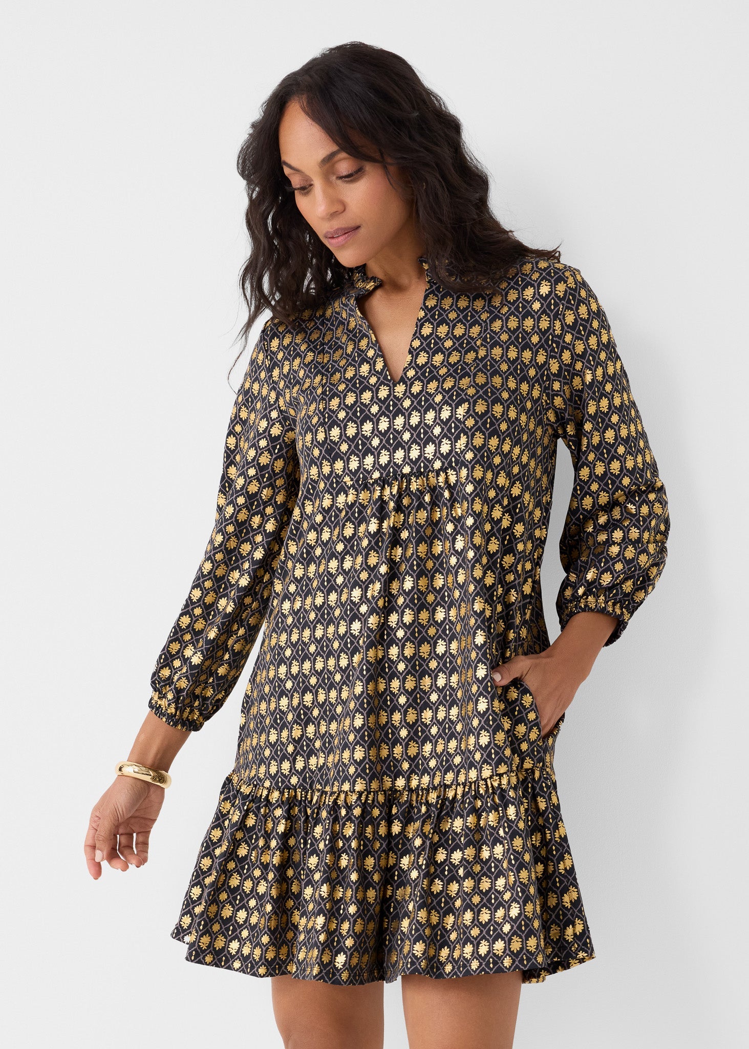 Cabana Life Relaxed Dress, Black Metallic