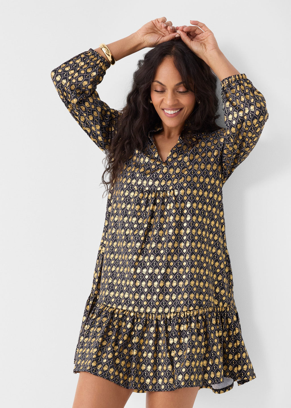 Cabana Life Relaxed Dress, Black Metallic