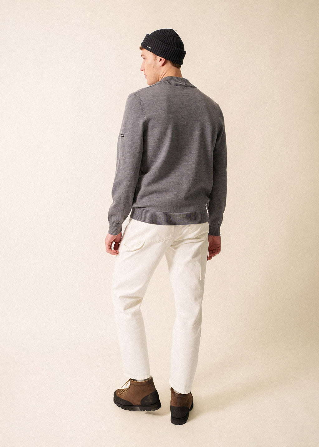 Saint James COLORADO II - Wool Zip Jacket For Men (GRAY / BRIGHT PINK)