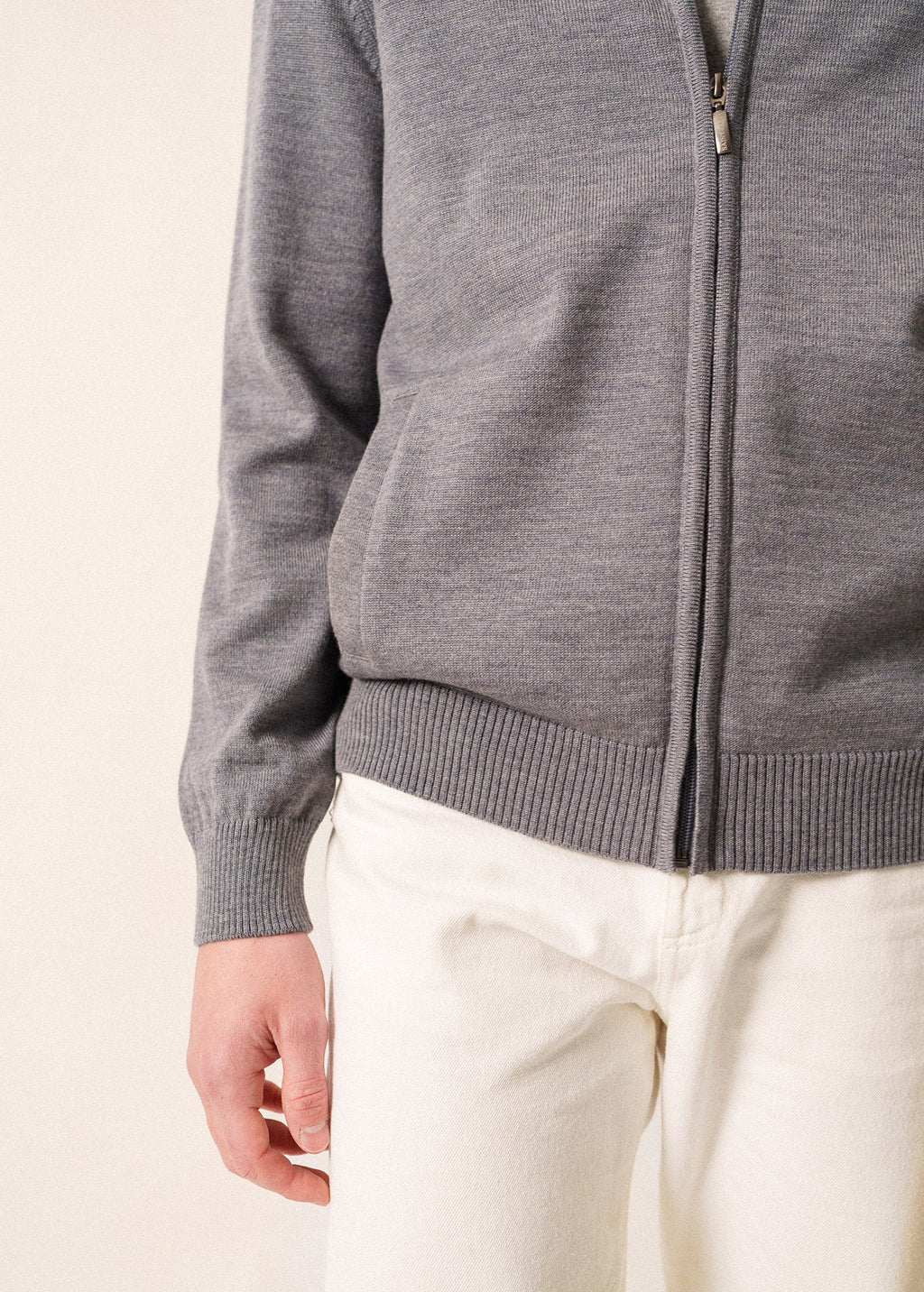 Saint James COLORADO II - Wool Zip Jacket For Men (GRAY / BRIGHT PINK)