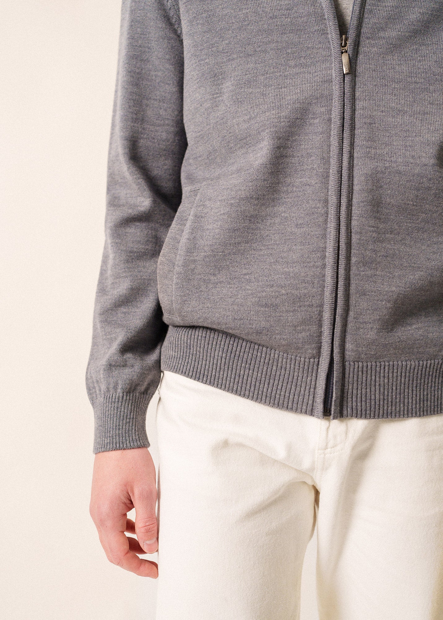 Saint James COLORADO II - Wool Zip Jacket For Men (GRAY / BRIGHT PINK)