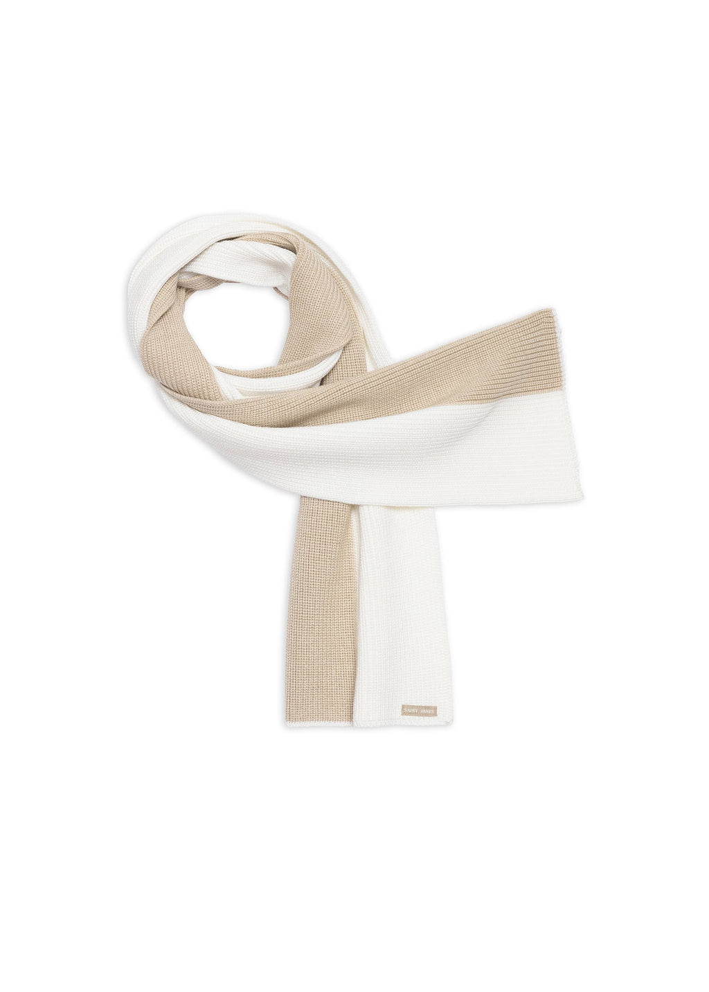Saint James CANOE - Two-Tone Purl Knit Scarf (WINTER WHITE / BEIGE)