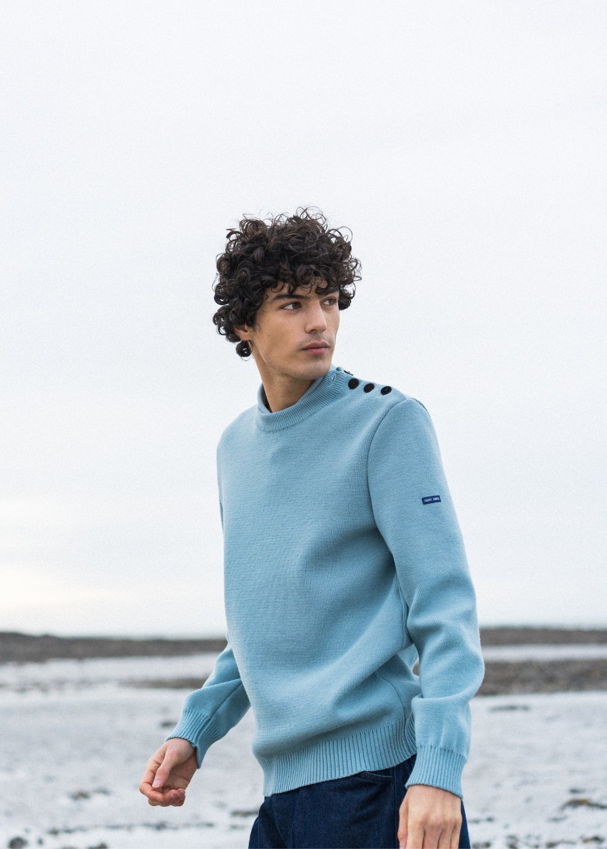 Saint James CANCALE Fisherman Sweater (LIGHT COASTAL BLUE)