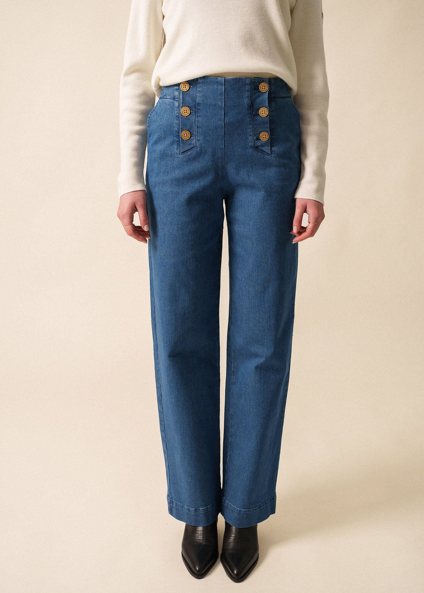 Saint James TORIE - Wide-Leg High Waist Jeans (DENIM)