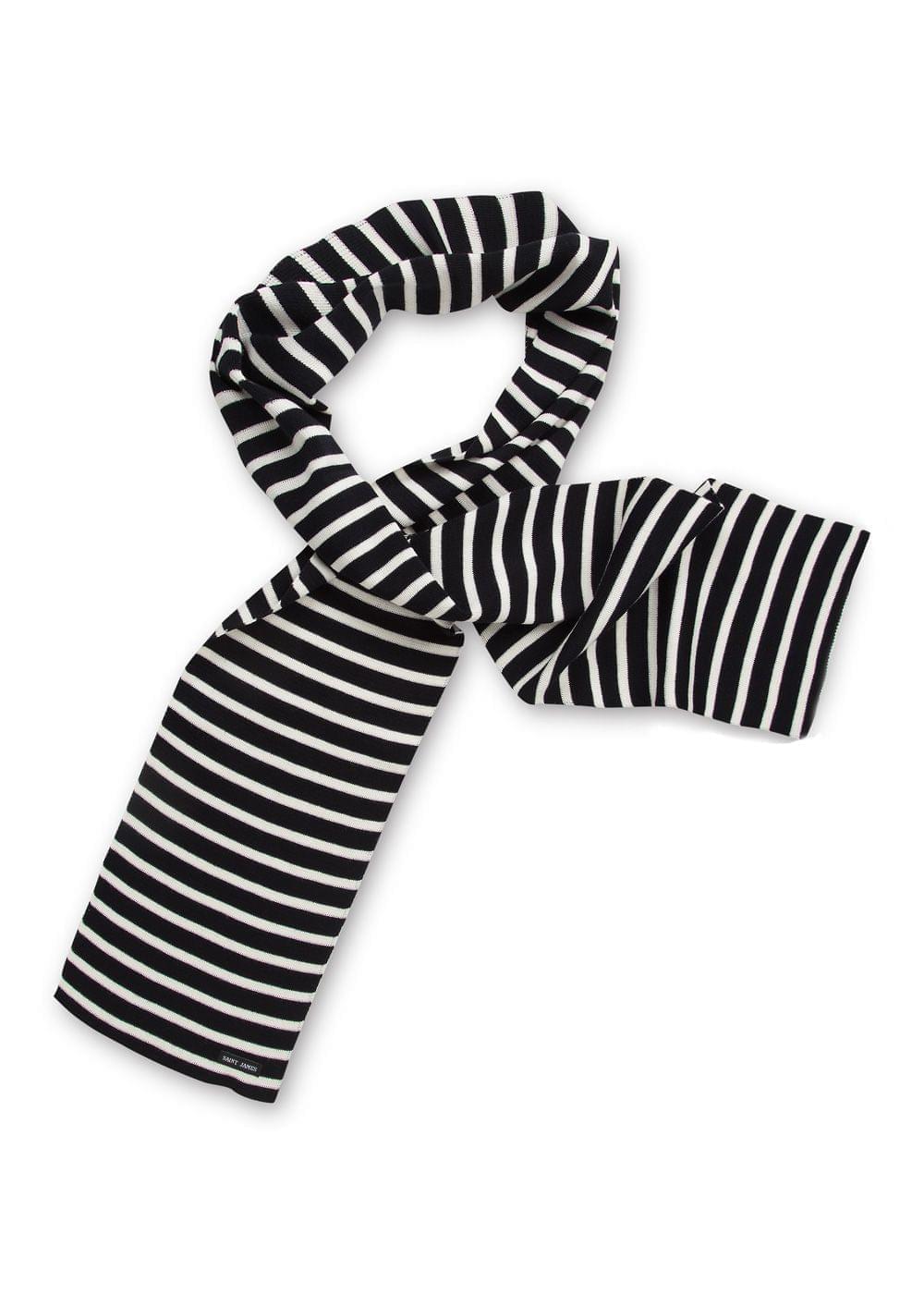 Saint James Duguay Striped Scarf In Comfortable Wool Blend Navy Ivory