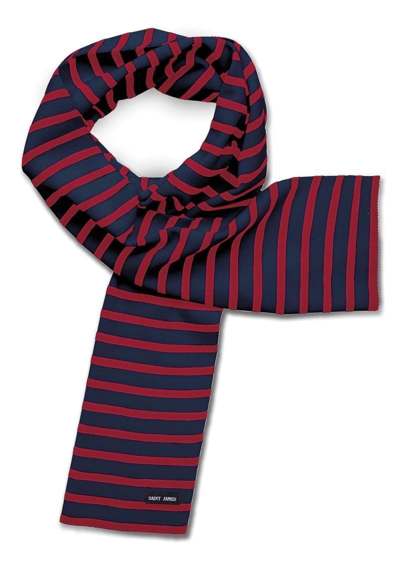 Saint James DUGUAY - Striped Scarf in Comfortable Wool Blend (NAVY / RED)