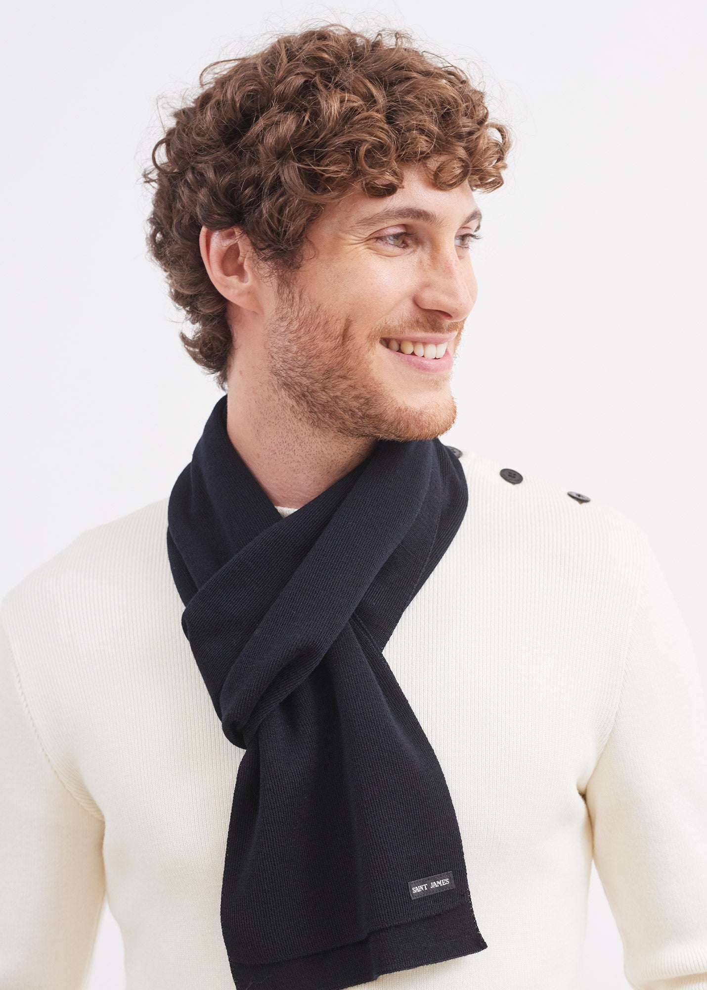 Saint James DUGUAY - Solid Scarf in Comfortable Wool Blend (NAVY)
