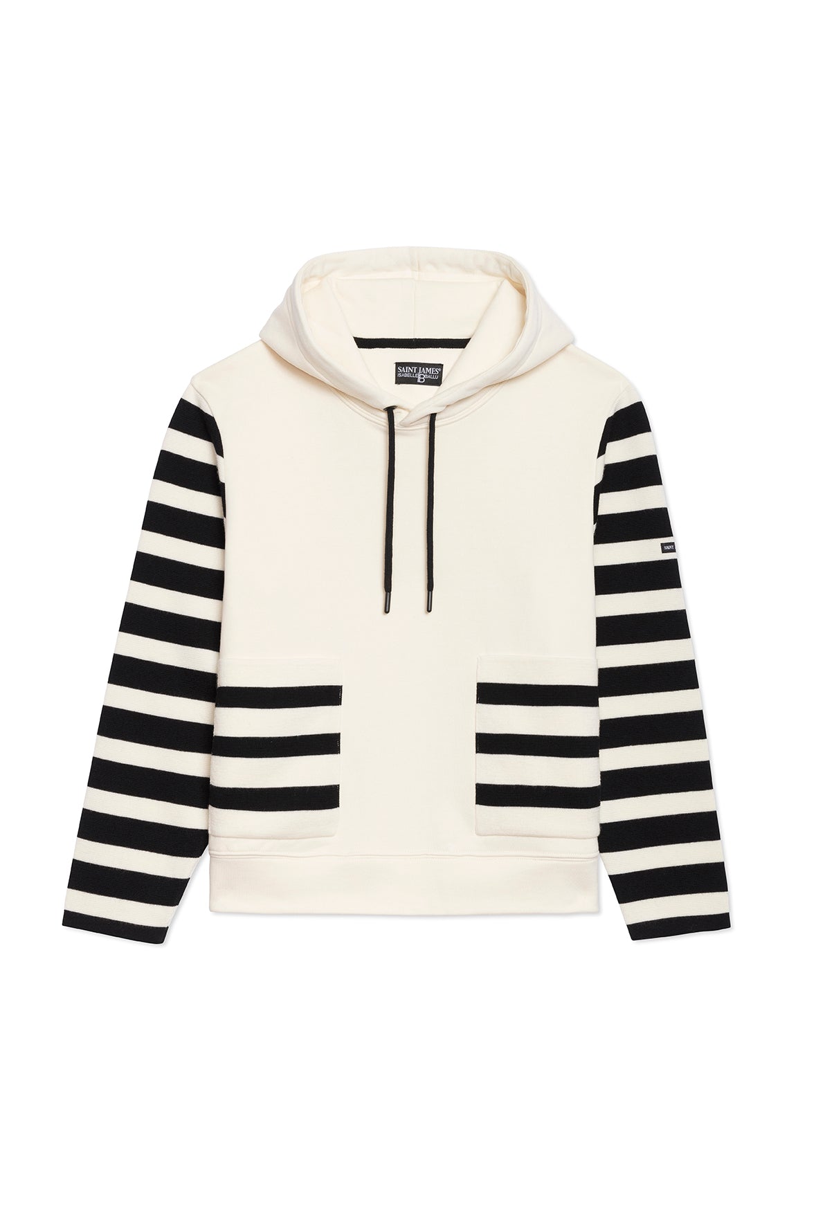 Saint James Blizzard Hoodie In Wool And Cotton For Women By Isabelle Ballu Ivory Black
