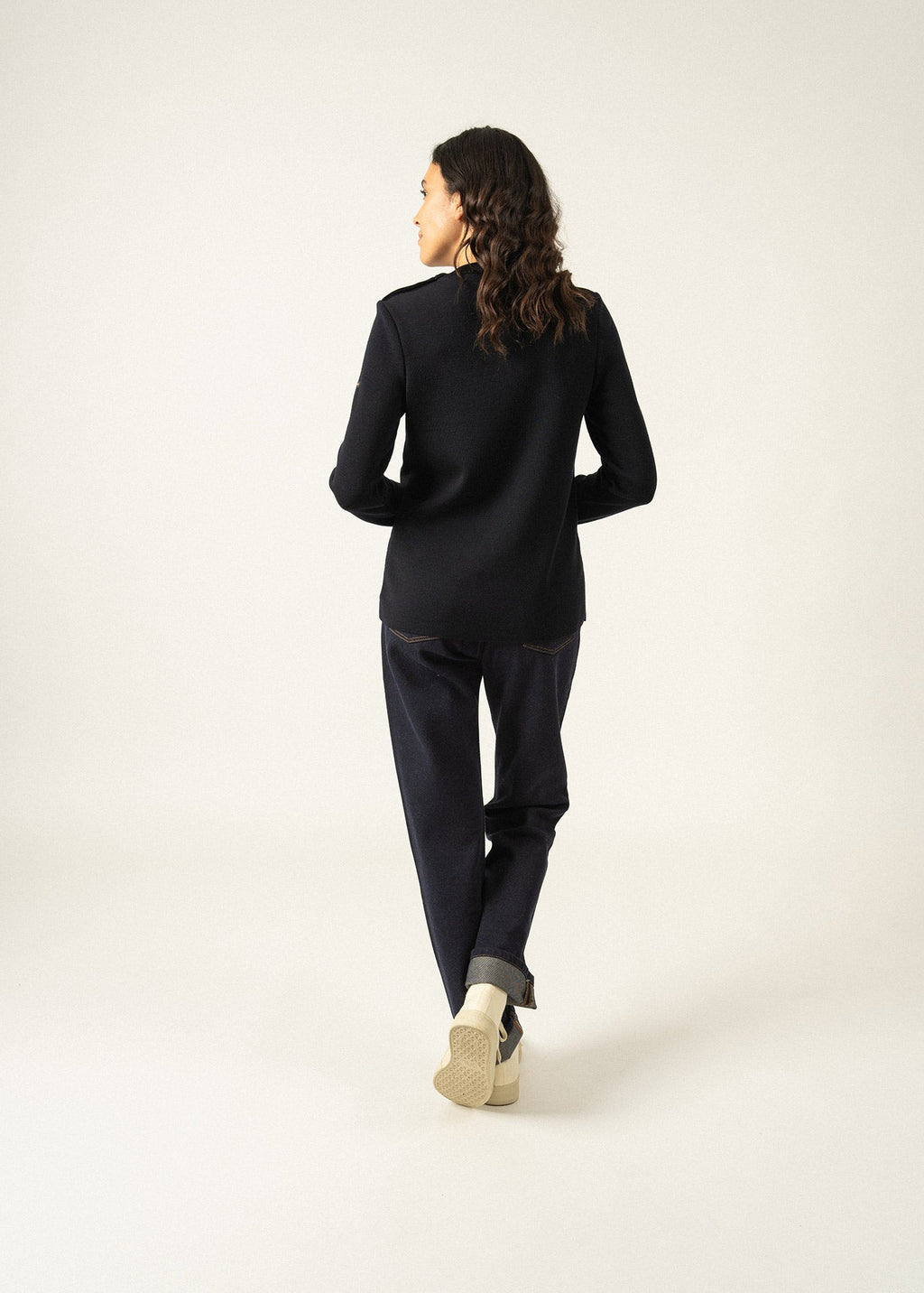 Saint James BREGANCON EIFFEL - Breton Sweater with Lurex Eiffel Tower Motif (NAVY / BRONZE)