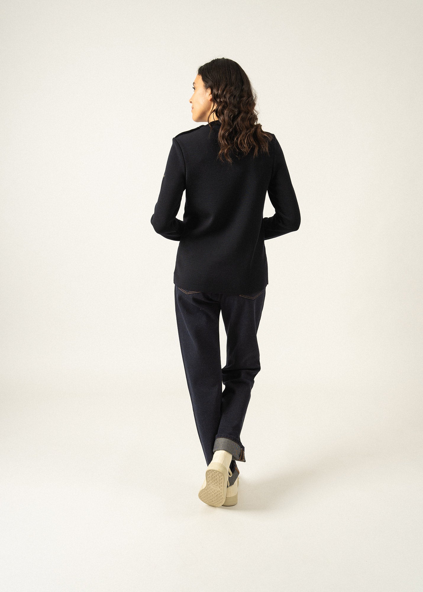 Saint James BREGANCON EIFFEL - Breton Sweater with Lurex Eiffel Tower Motif (NAVY / BRONZE)