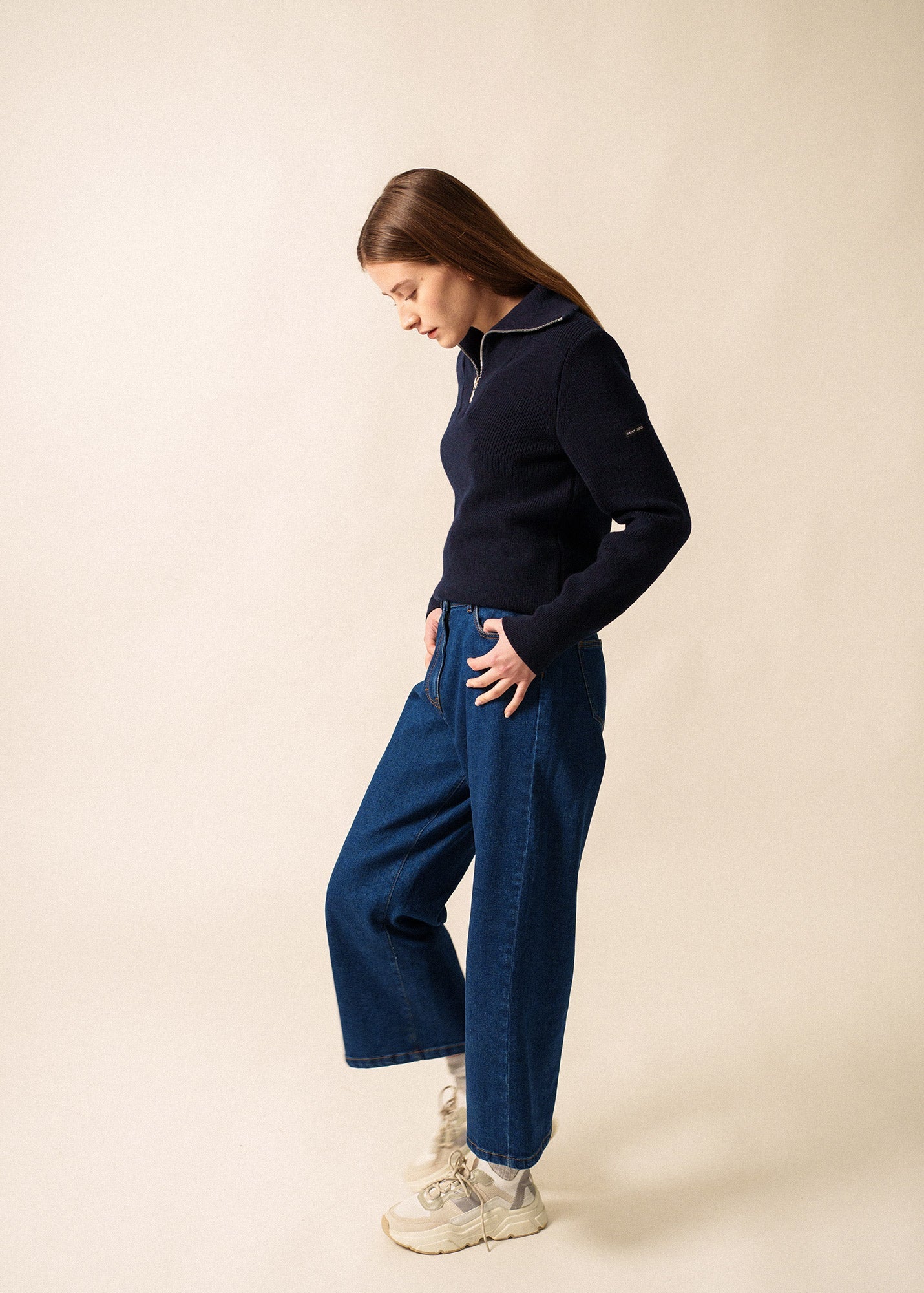 Saint James SALLANCHES - Wool Trucker Sweater (NAVY)