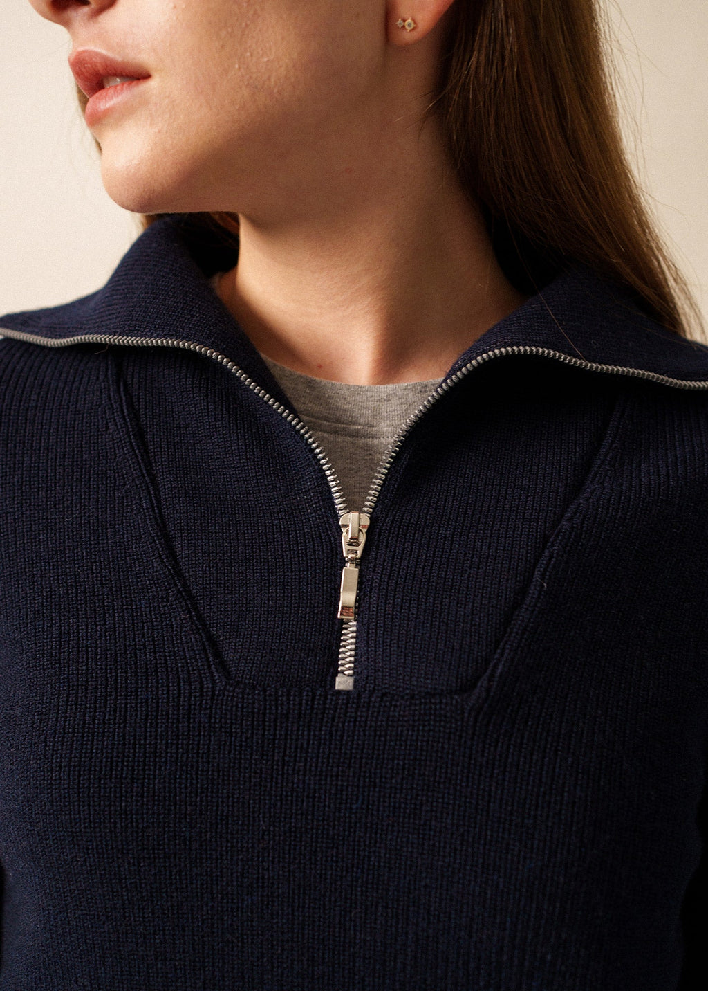 Saint James SALLANCHES - Wool Trucker Sweater (NAVY)