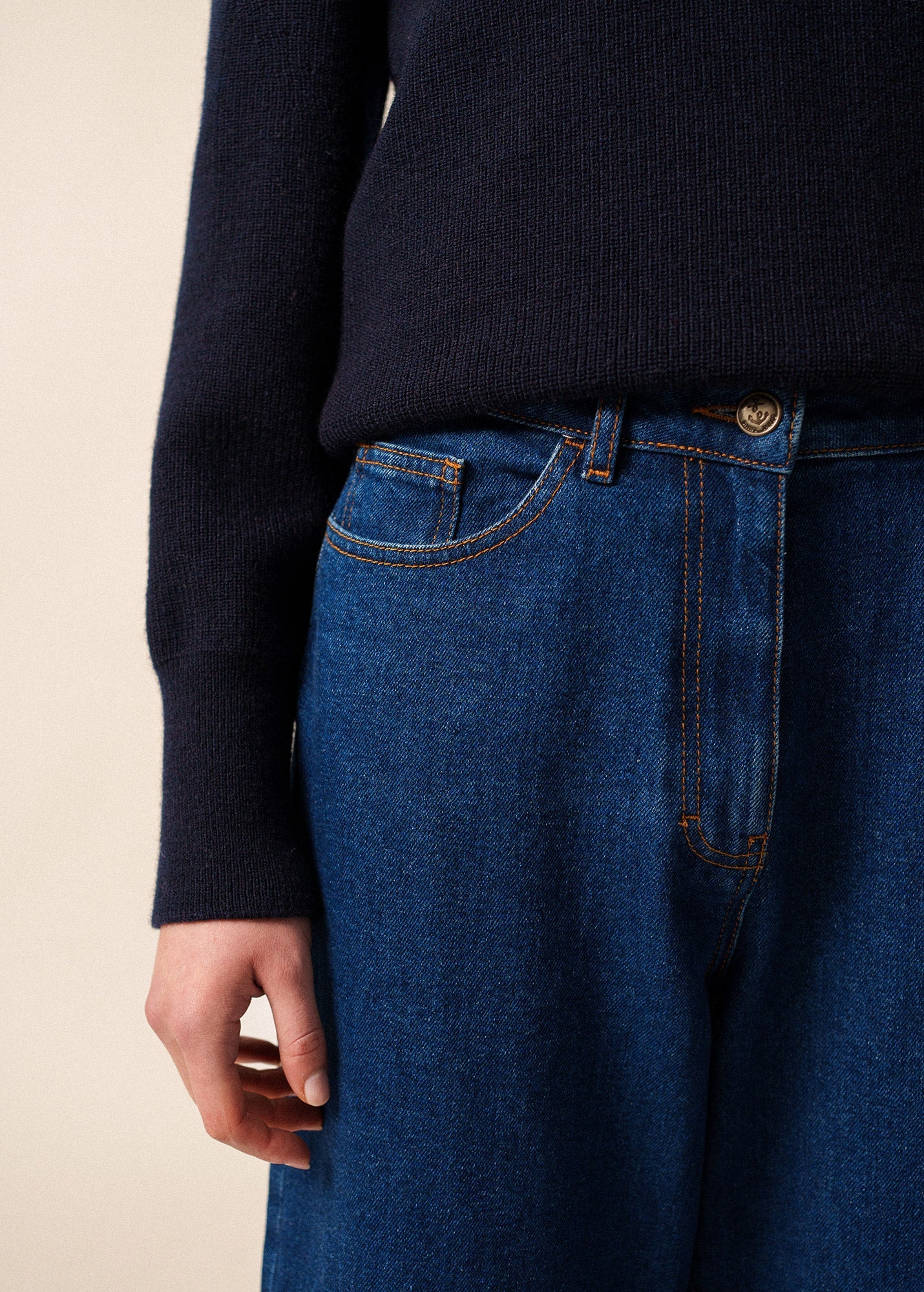 Saint James SALLANCHES - Wool Trucker Sweater (NAVY)