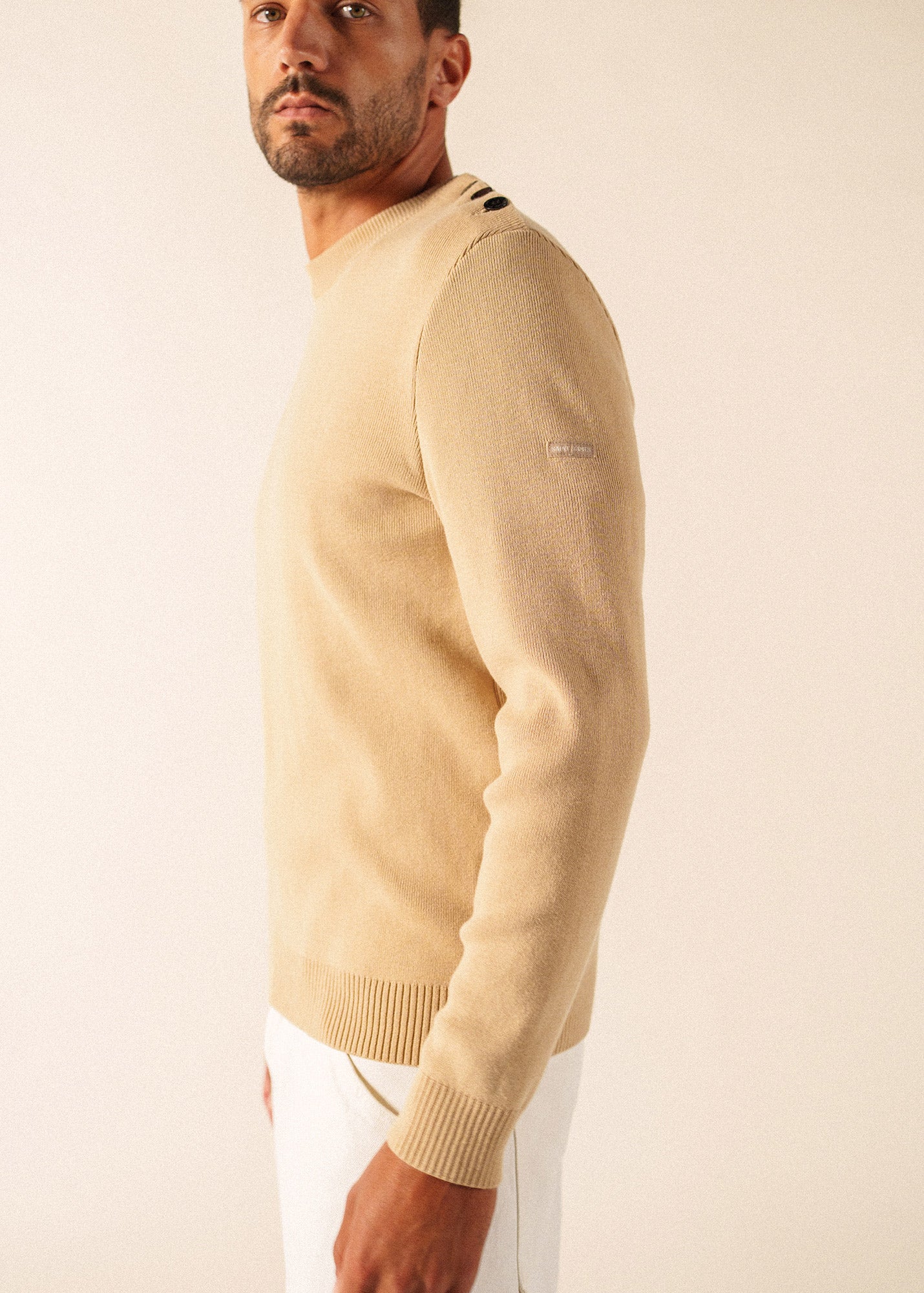 Saint James CANCALE cotton Fisherman Sweater  (SAIL CANVAS)