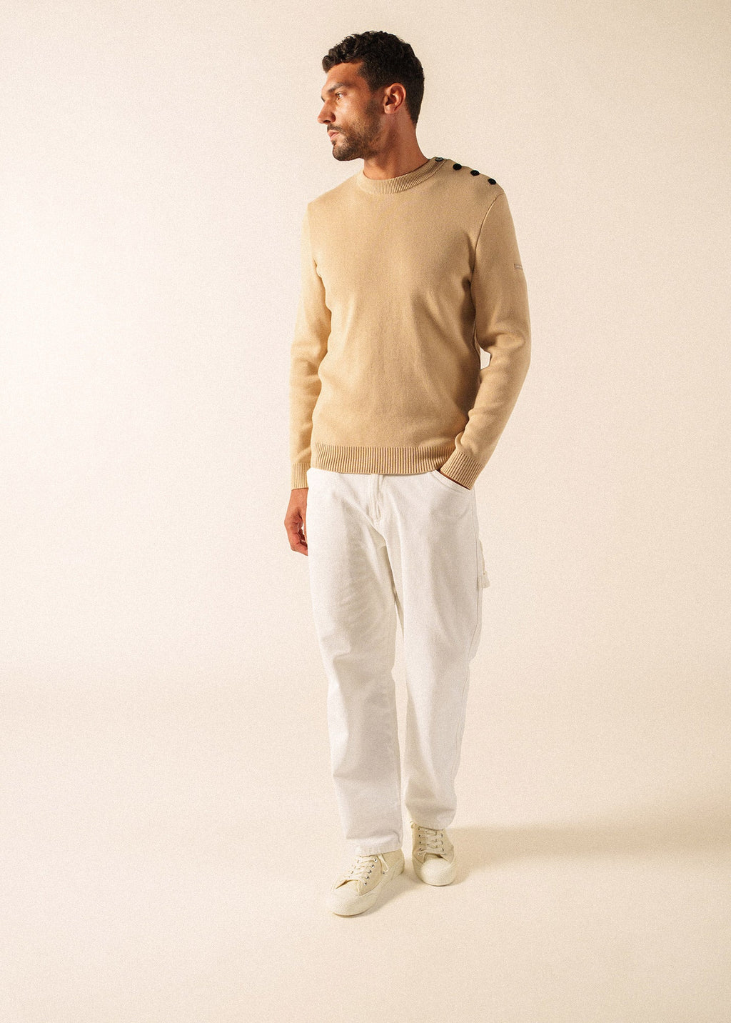 Saint James CANCALE cotton Fisherman Sweater  (SAIL CANVAS)